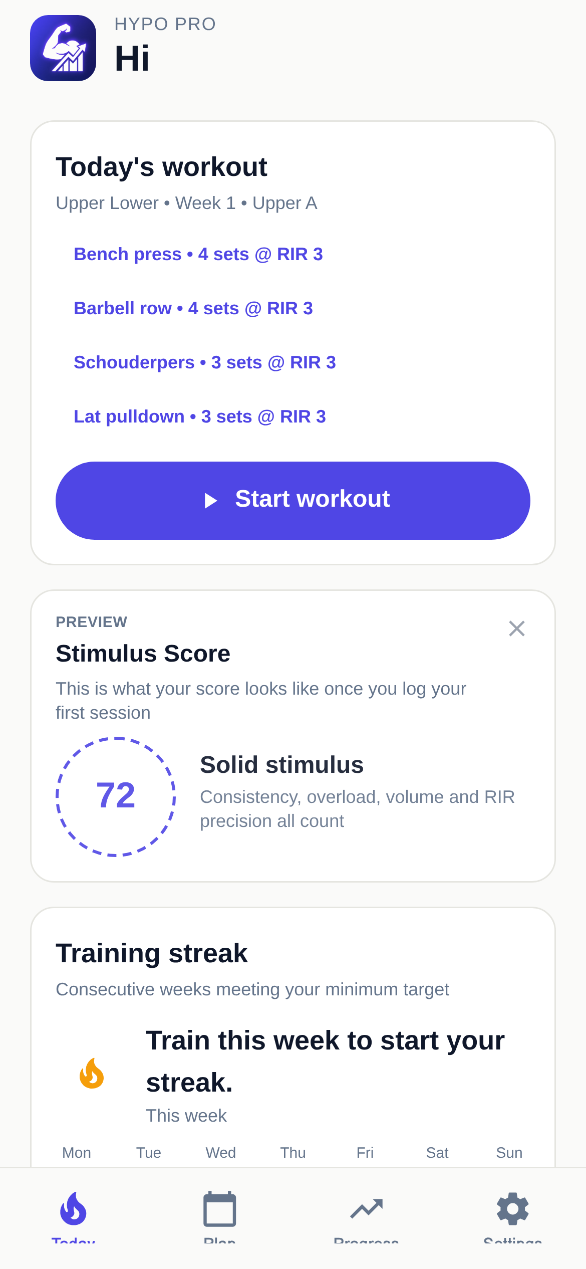 Hypo Pro Today screen